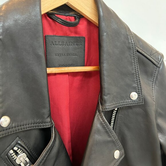 All Saints Billie Biker Leather Jacket - Picture 3 of 7